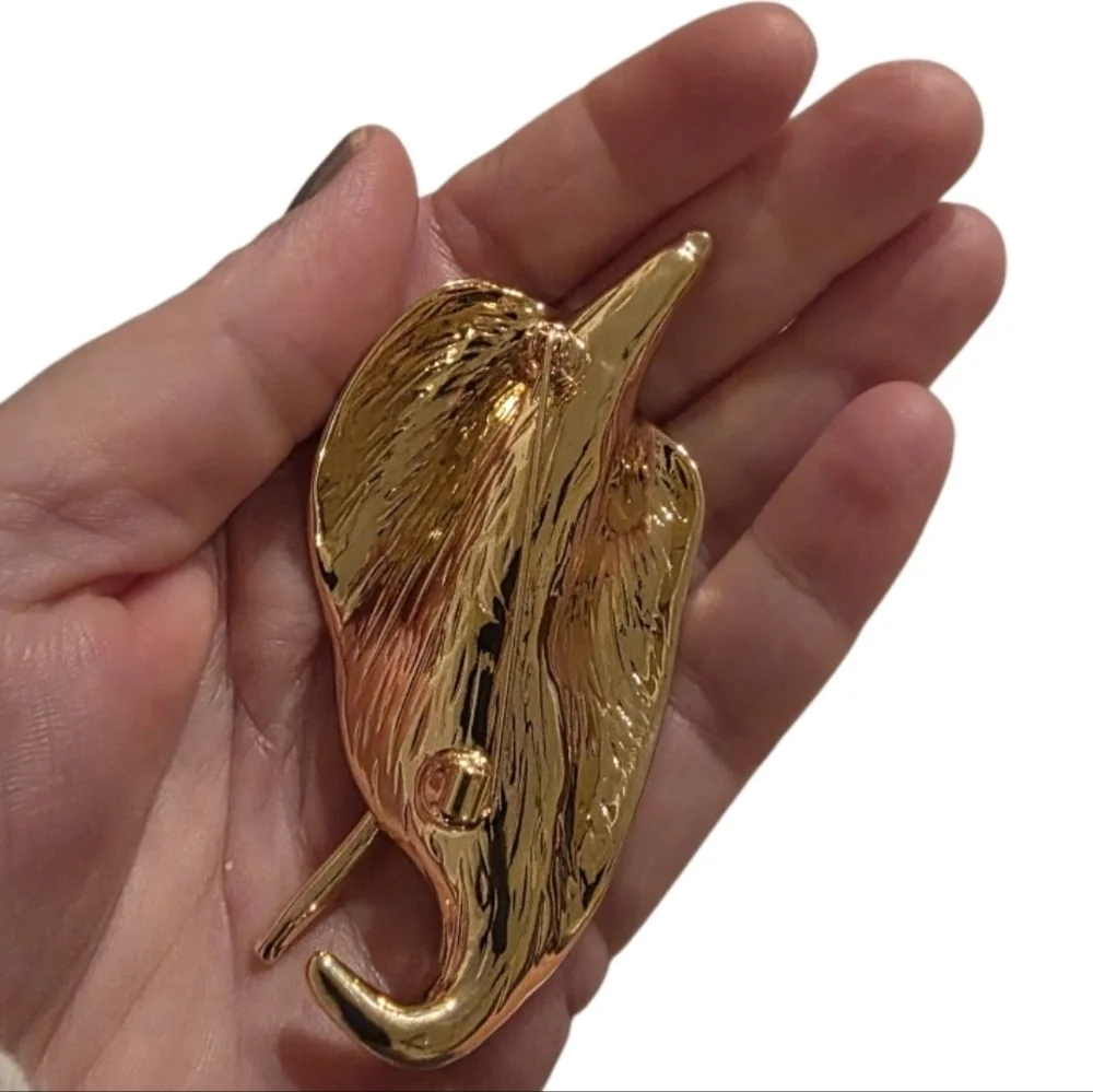 Calla Lily Flower Leaf Brooch Scuptural Gold | NWOT